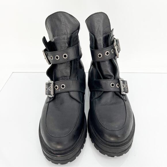 DNA Footwear Leather Open Side Buckle Boots 10 Black - Picture 2 of 11